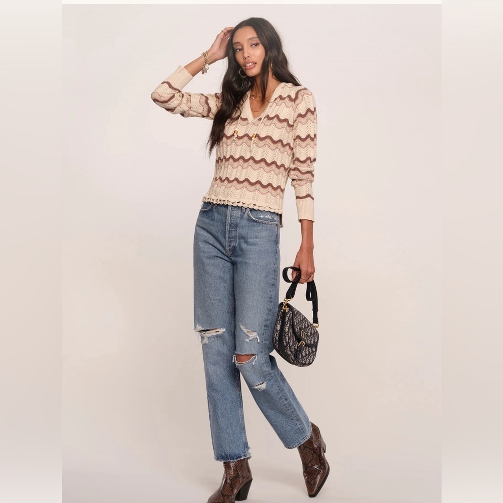 Heartloom Hooded Knit Striped Fall Sweater Size S